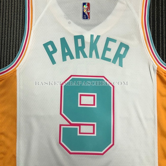Maillot San Antonio Spurs Tony Parker NO 9 Ville 2021-22 Blanc
